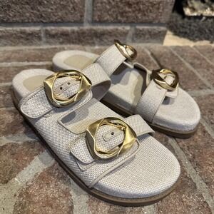 Schutz Women's Olga Sporty Round Toe Flat Sandals Beige Size 8.5B #388